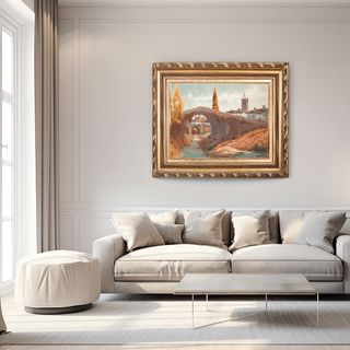 Cuadro al óleo grande con marco dorado