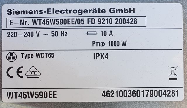 Tapa ventilador Secadora Siemens IQ700