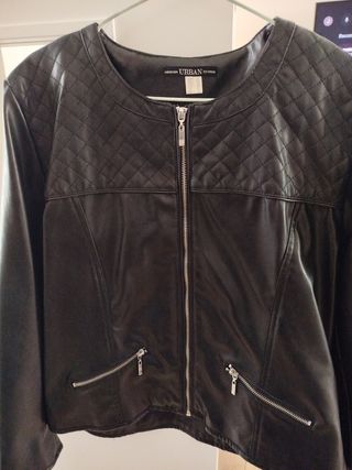 Chaqueta símil cuero mujer
