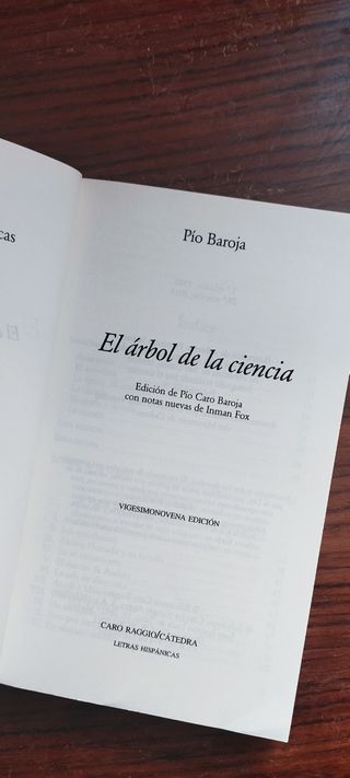 El árbol de la ciencia Pío Baroja Catedr