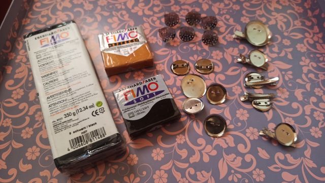 462gr. FIMO + bases para hacer broches y anillos