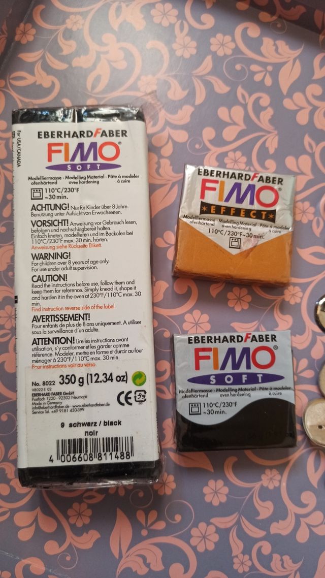 462gr. FIMO + bases para hacer broches y anillos
