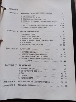 Manual e instrucciones para el ordenador K40 PC XT