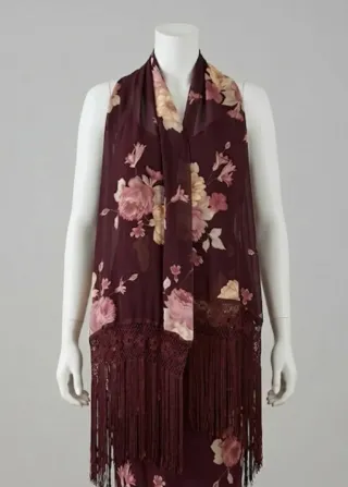 Vestido fiesta estampado con chal a juego