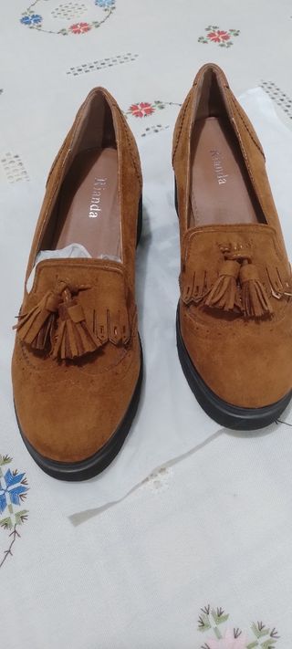 Zapato mocasín plataforma mujer T 38. Sin estrenar