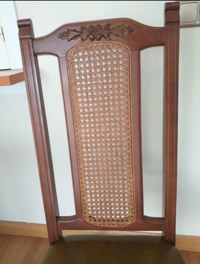 Conjunto mesa comedor plegable y 6 sillas madera