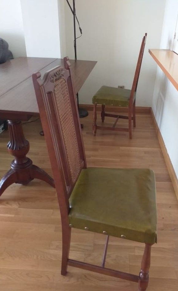 Conjunto mesa comedor plegable y 6 sillas madera