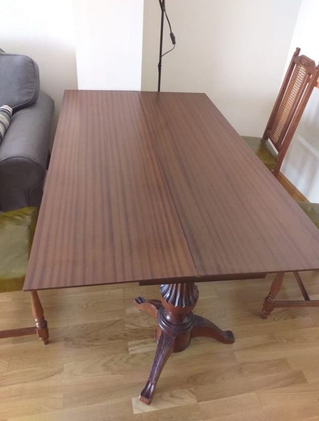 Conjunto mesa comedor plegable y 6 sillas madera