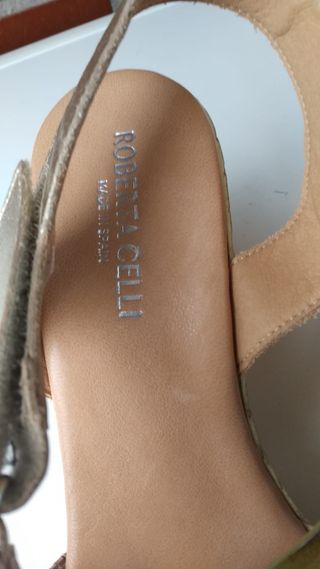 Sandalias Tiras Color beige y verde