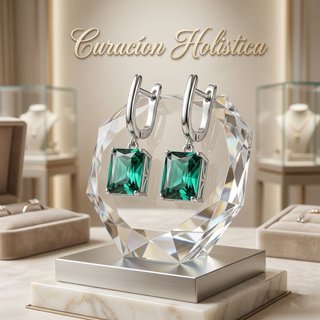 Pendientes Exclusivos de Plata con Esmeralda Nano  Elegancia Atemporal de Curación Holística