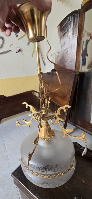 Lámpara antigua techo cristal