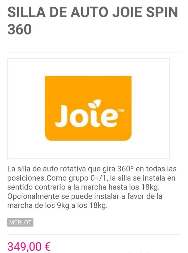 Asiento Coche Bebé Joie