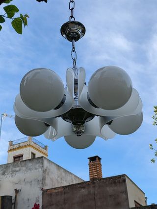 Lampara vintage opalinas y metacrilato