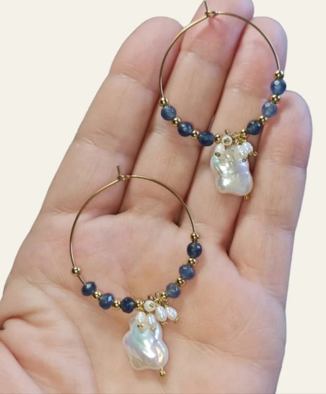 Pendientes aro y perlas