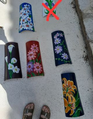 Tejas flores barnizadas