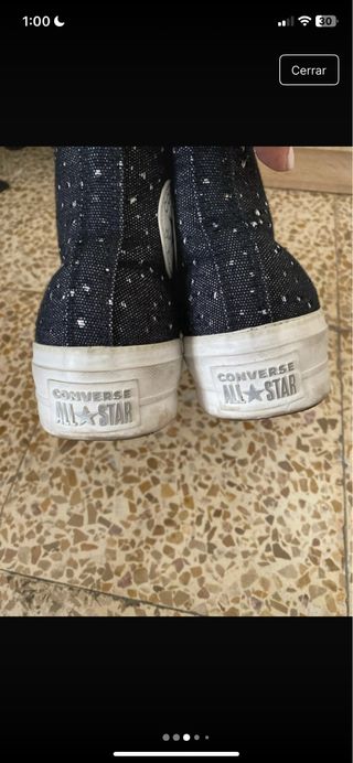 Converse altas de plataforma brilli brilli plateadas y negras