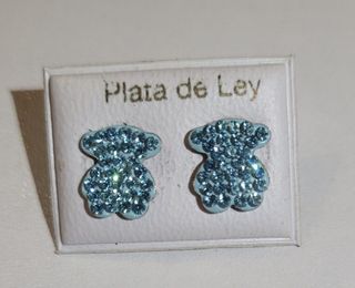 Pendientes plata infantil de osito azul