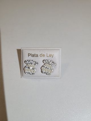 Pendientes plata infantil d osito blanco