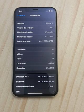 iPhone XS 64GB. Plata libre