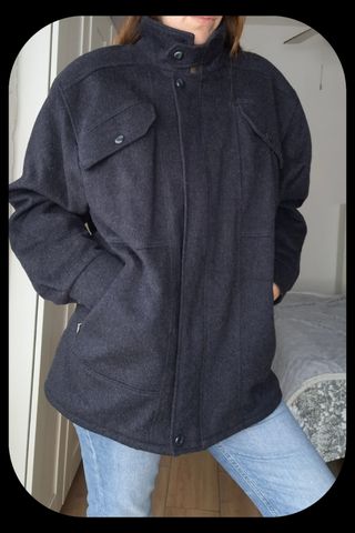 Abrigo lana hombre camisero azul
