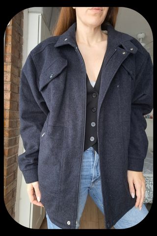 Abrigo lana hombre camisero azul
