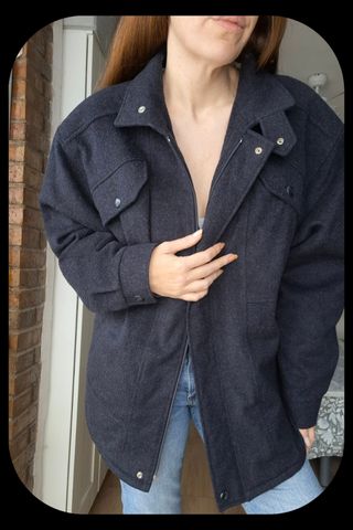 Abrigo lana hombre camisero azul