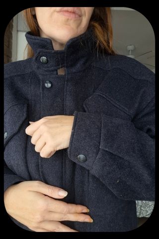 Abrigo lana hombre camisero azul