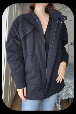 Abrigo lana hombre camisero azul