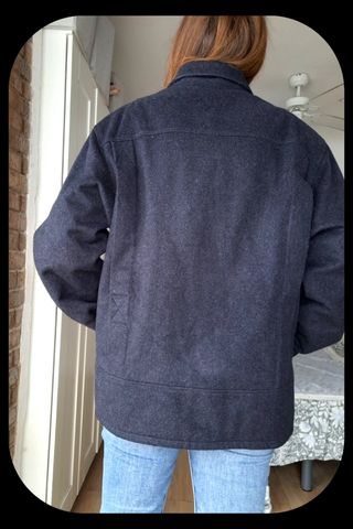 Abrigo lana hombre camisero azul