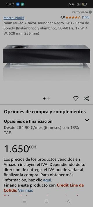 Naim Mu-so Altavoz soundbar 1st Gen 2013