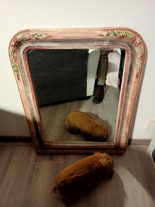 Specchio Shabby chic decorato con motivo floreale