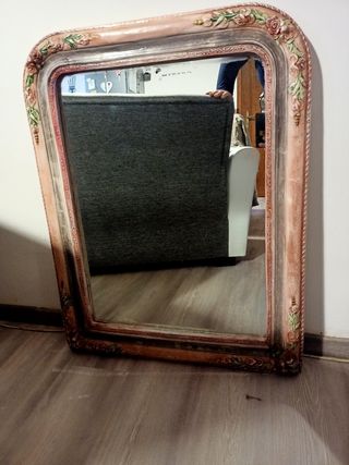 Specchio Shabby chic decorato con motivo floreale