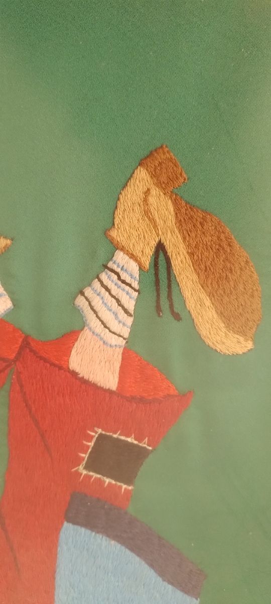 Cuadro bordado payaso violinista artesan