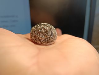 Anillo fantasía abalorios plateado