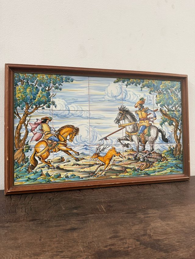 Azulejos enmarcados: Escena de cacería