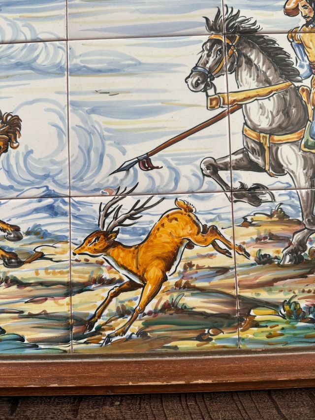 Azulejos enmarcados: Escena de cacería