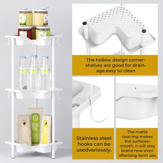 Estantería Esquinera Baño 3 Niveles Blanca o Negra