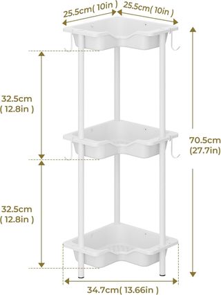 Estantería Esquinera Baño 3 Niveles Blanca o Negra