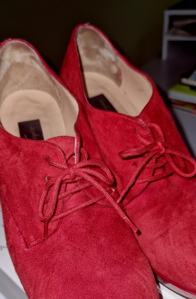 Zapatos rojos tacón de piel talla 38