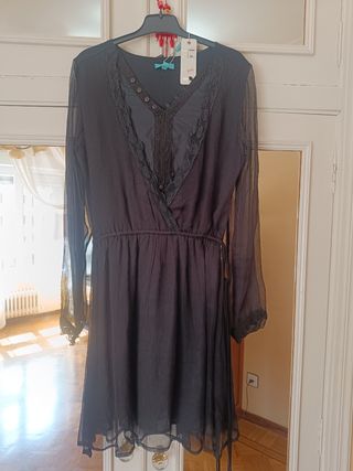 Vestido negro de viscosa sin estrenar