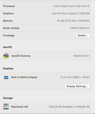 MacBook Pro 13-inch 16 gb RAM (Mid 2020)