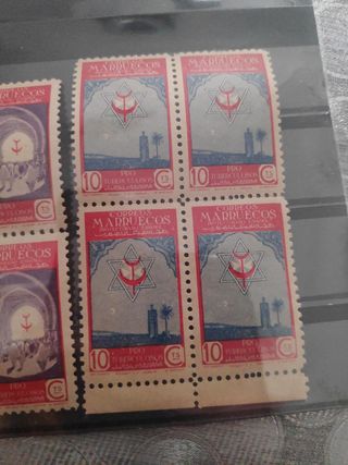 5 tiras ×4 sellos ,de Marruecos