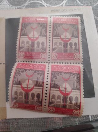 5 tiras ×4 sellos ,de Marruecos