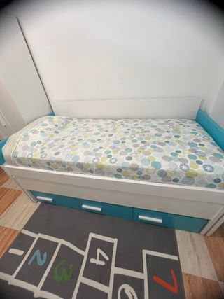 Cama nido, estanteria y escritorio