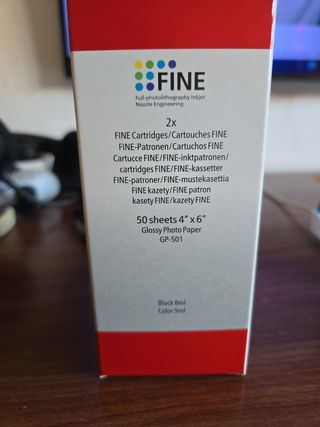 Cartuchos de tinta Canon y papel fotográfico x50