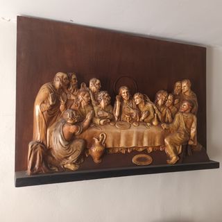 Cuadro Madera Última Cena con relieve