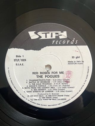 The Pogues "Red Roses For Me" vinile rock / punk