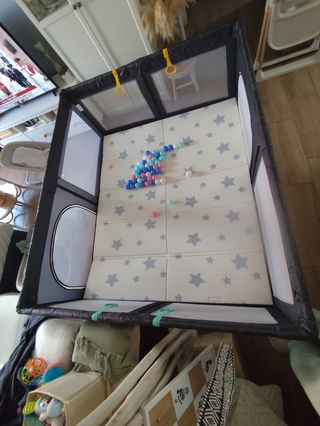 Parque infantil reforzado + alfombra 150x180