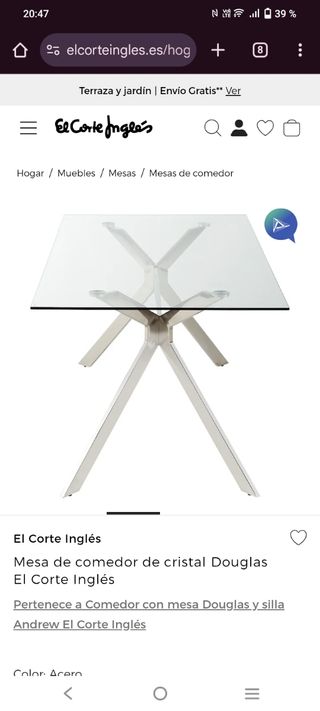 Conjunto mesa y sillas de salón