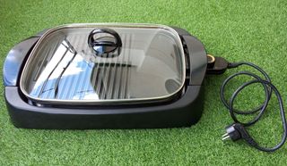 Parrilla eléctrica c/tapa de cristal y termostato